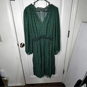 NWT MAX STUDIO Green Geo Print Flowy Midi Dress Extra Large Originally $175
